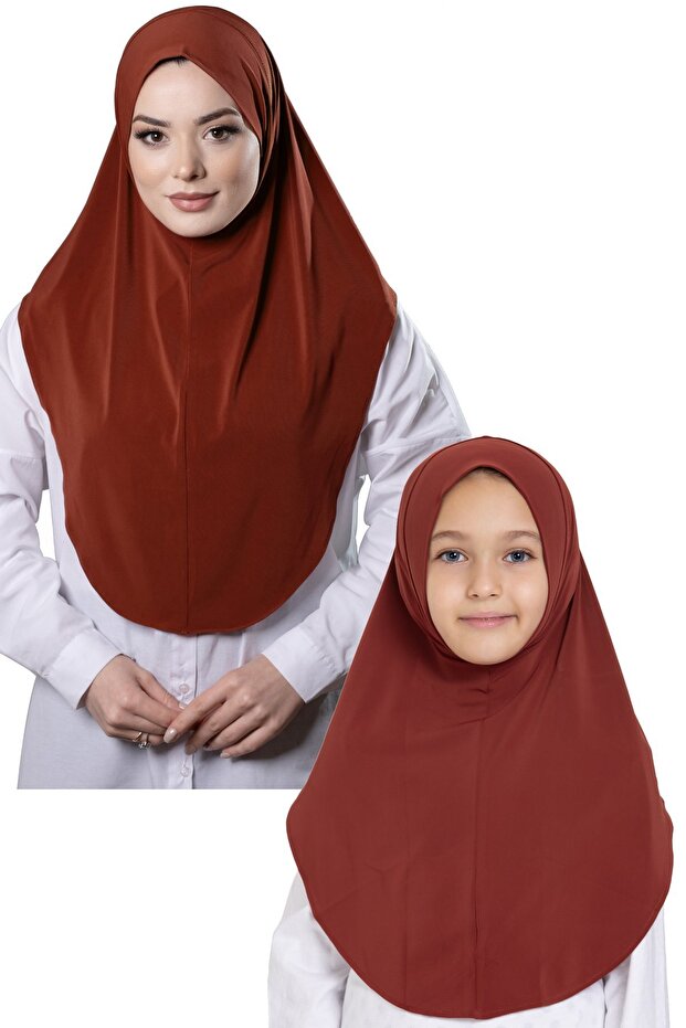 Kiremit Practical Mother-Daughter Combination Hijab Scarf Sandy Plain Hijab 230812_05