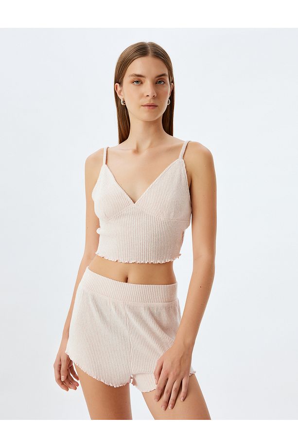 Viskon Fitilli Mini Şort Pijama Altı - 2
