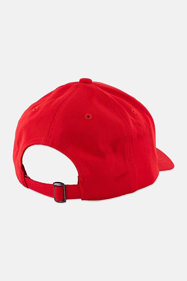 قبعة رجالية قابلة للتعديل ومطرزة بشعار، باللون الأحمر - 2