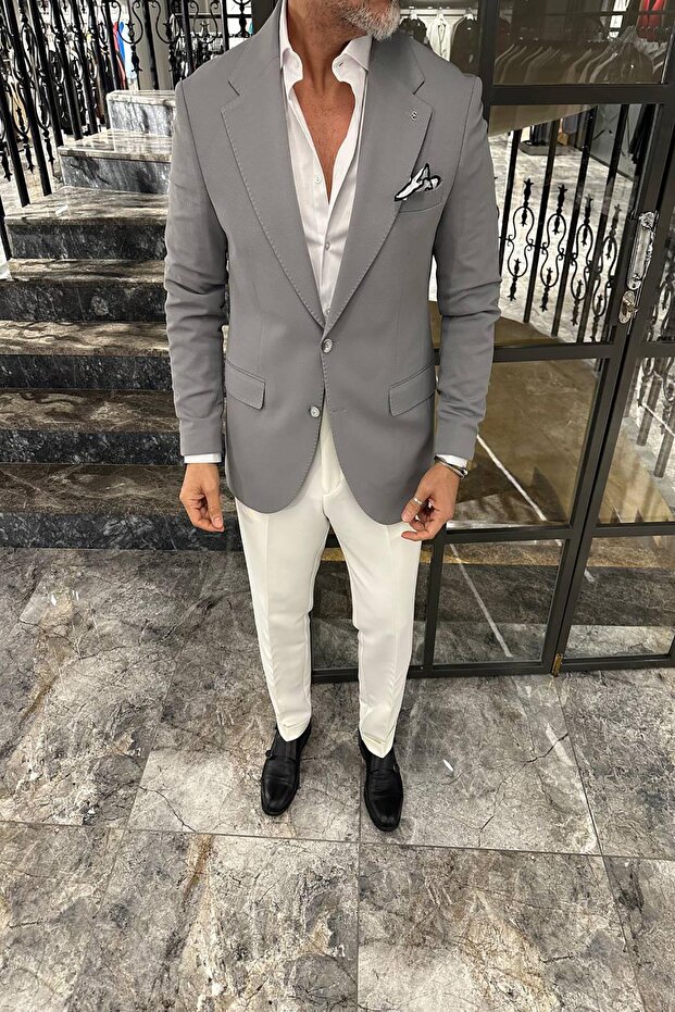 GENİŞ MONO YAKA CEKET - 1