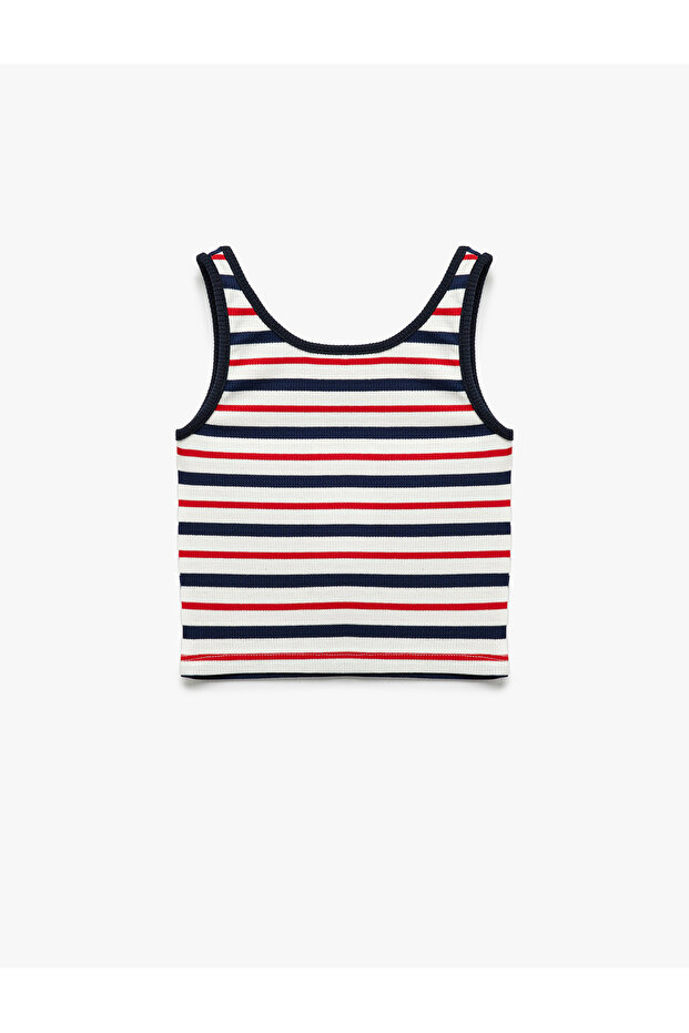 Striped Ribbed Crew Neck Thick Strap Tank Top