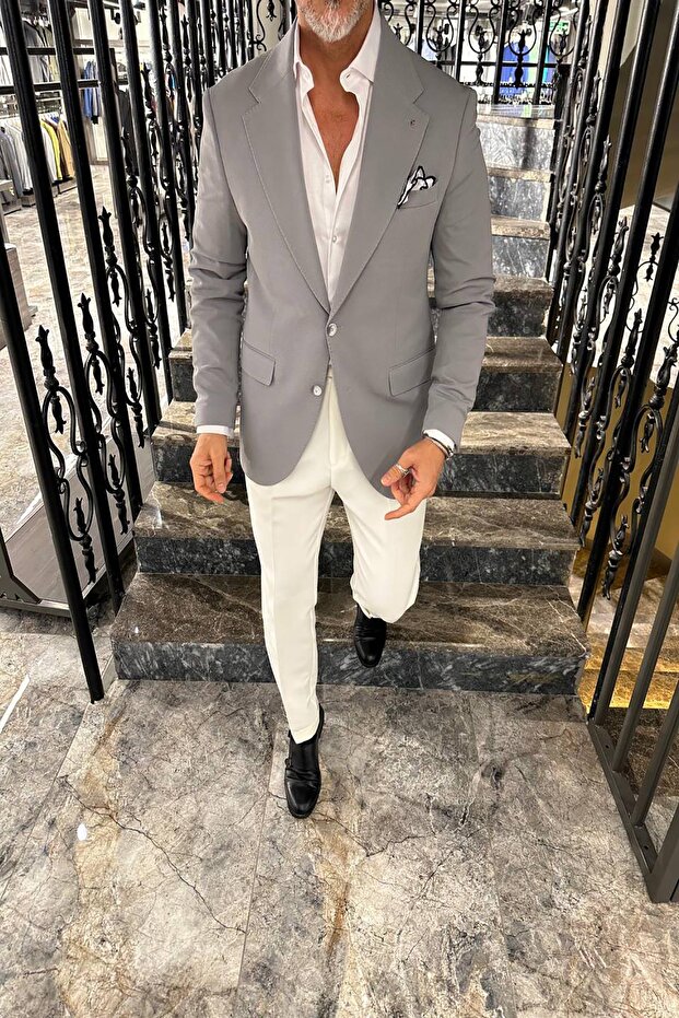 GENİŞ MONO YAKA CEKET - 5