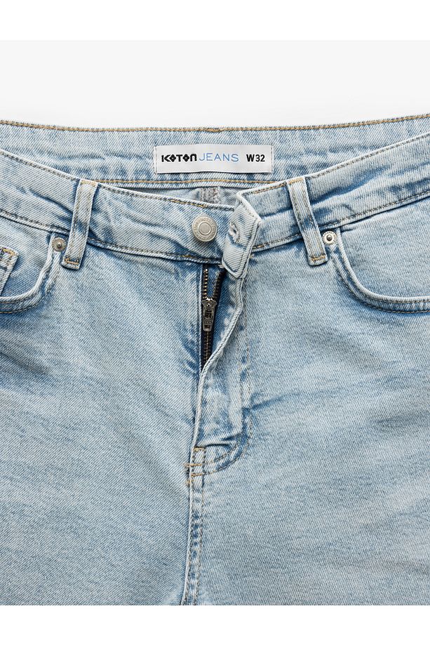 Pamuklu Bermuda Slim Fit Jean Şort - 7