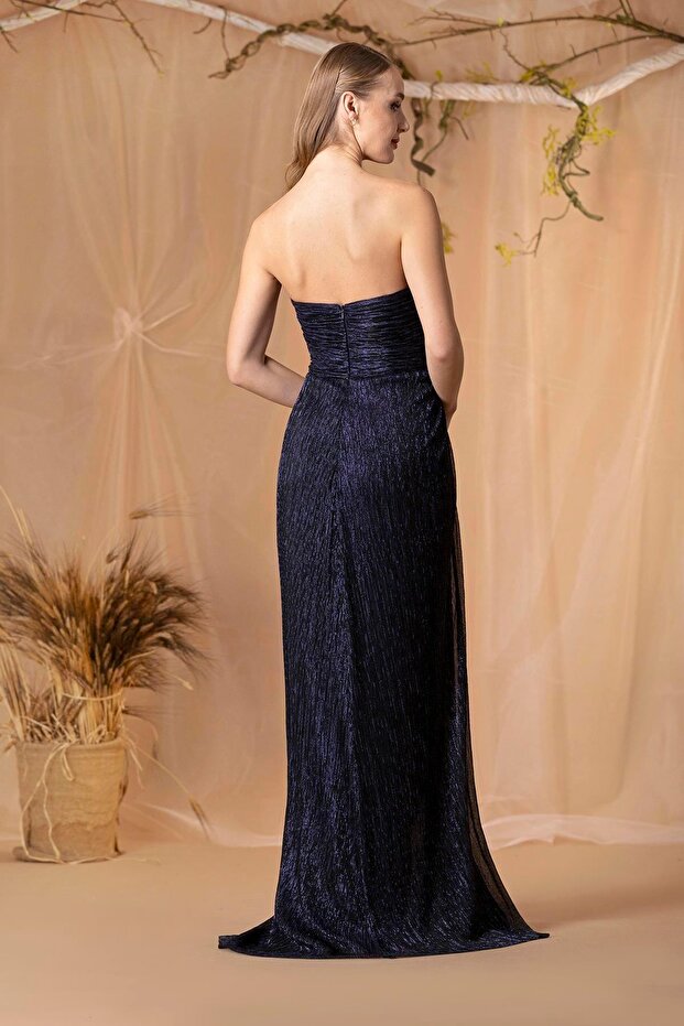 6000STU STRAPTEZ MOONLİGHT SİMLİ TÜL ELBİSE - 2