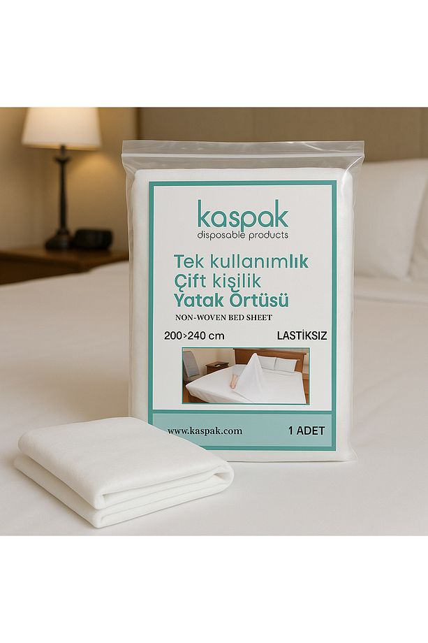 Tek kullanımlık yatak örtüsü çift kişilik lastiksiz 200*240cm 1 adet - 5