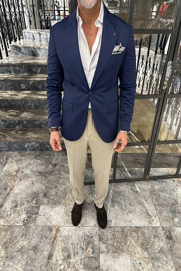 GENİŞ MONO YAKA CEKET - 4