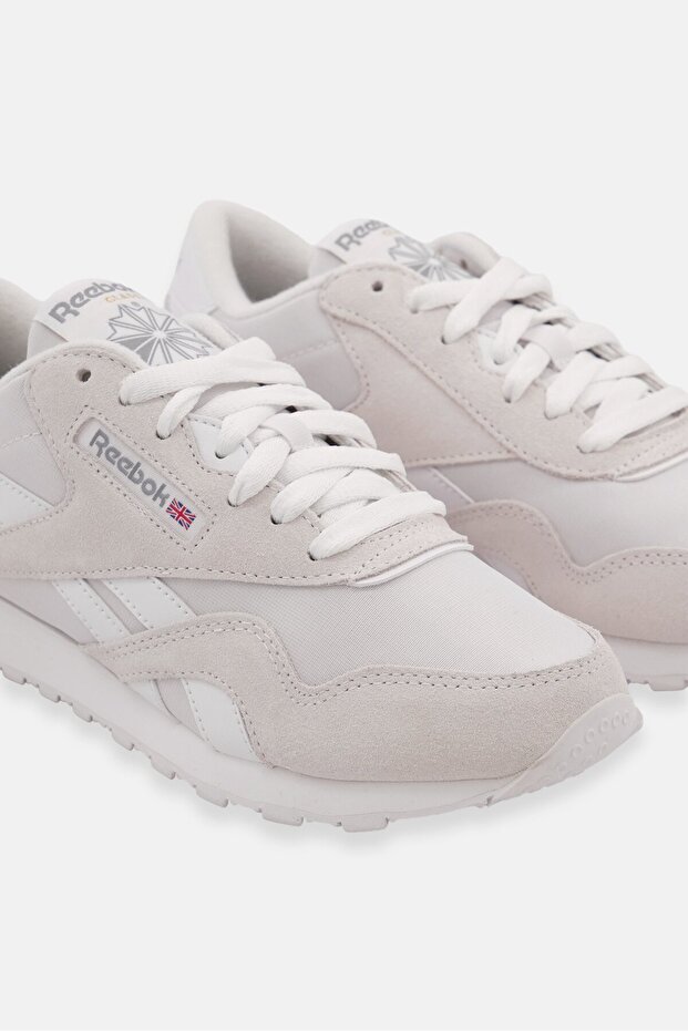 Women Cl Nylon Lace Up Running Shoes, Off White - 4