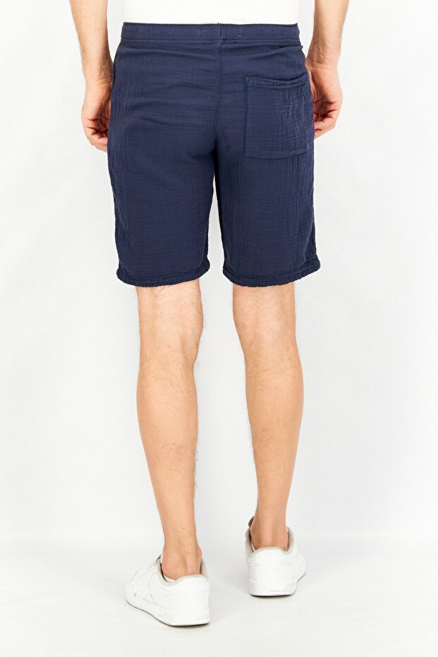Men Regular Fit Solid Basic Shorts, Navy - 4