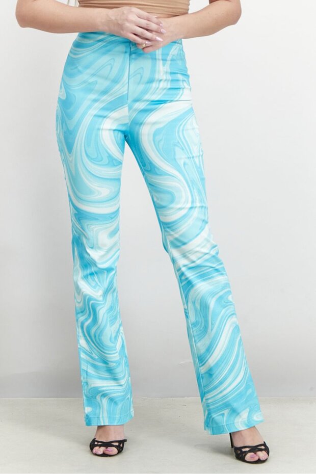 Women Regular Fit Tie Dye Pants, Turquoise