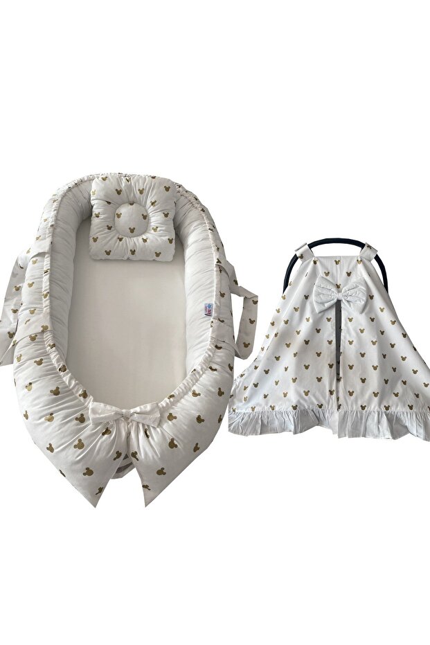 Gold Kumaş Babynest ve Puset Örtüsü Set - 1