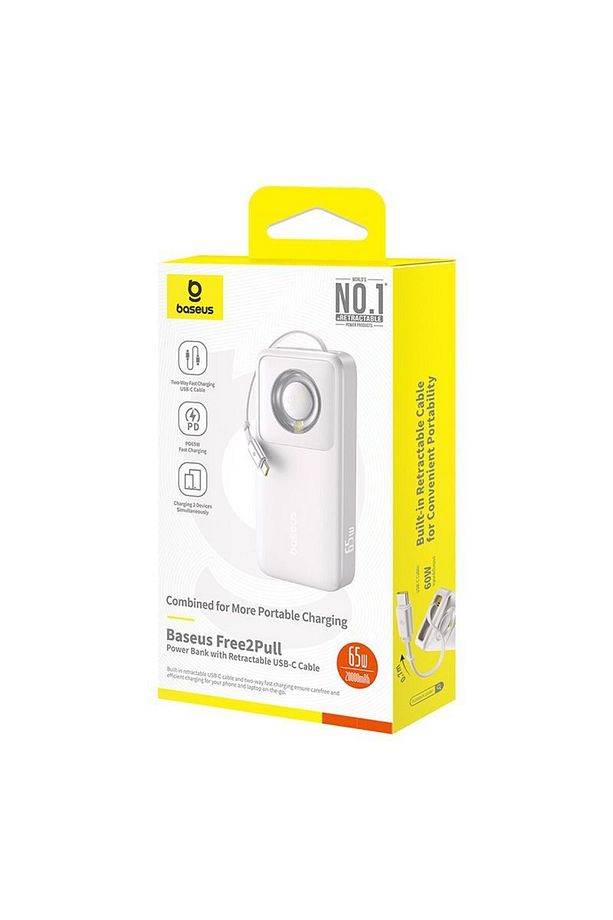 FREE2PULL 20000MAH Dahili Type-C Kablolu Powerbank - 65W Hızlı Şarj Dijital Ekran - Gri - 5