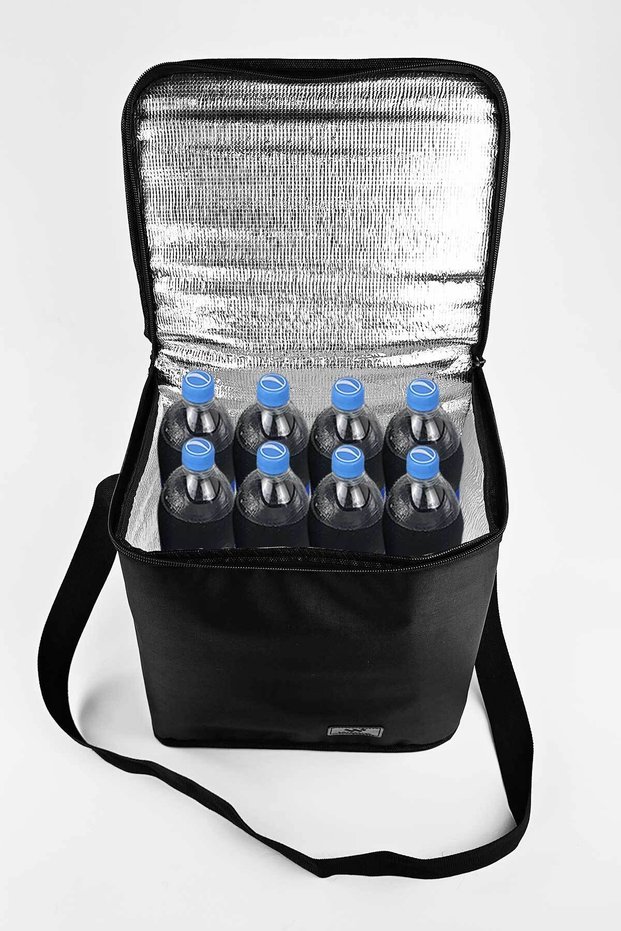 Black Thermal Bag - 30 Thermal Thermally Insulated Food Carrier Bag - 1 Free Ice Pack