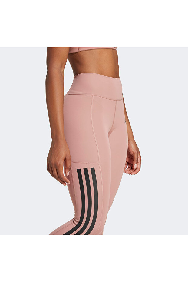 Optime 3 Stripes Full Length Kadın Pembe Antrenman Tayt - 6