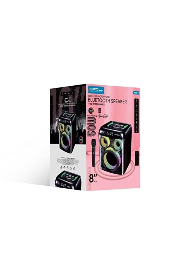 ACS-7 50W Bluetooth Hoparlör | 8” İnç Speaker, Mikrofon, RGB Yüksek Sesli Parti ve Karaoke - 2
