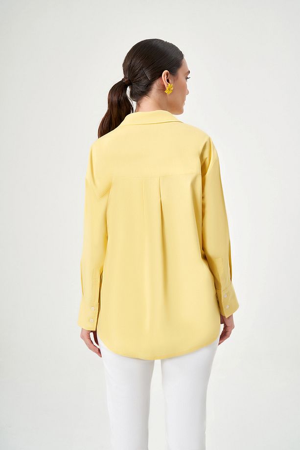 Sarı Poplin Pamuklu Gömlek 3513 - 3