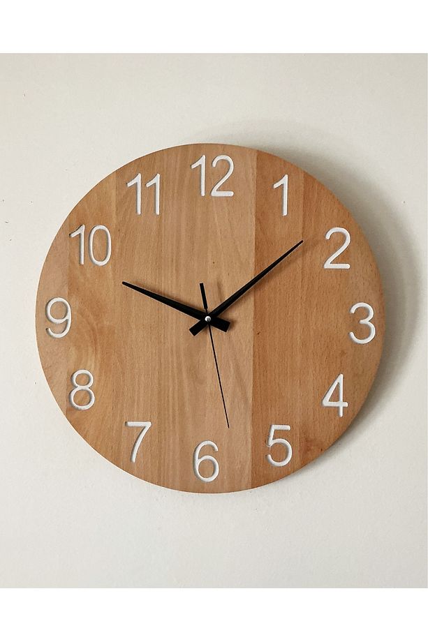 Ahşap Minimalist Duvar Saati, Sessiz Duvar Saati, Duvar Dekorasyonu, Bohem Hediyelik - 2