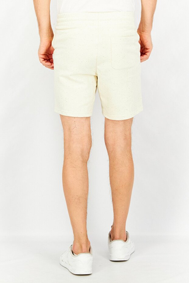 شورت رجالي أساسي برباط وطبعة نقاط دقيقة، أبيض فاتح - 3