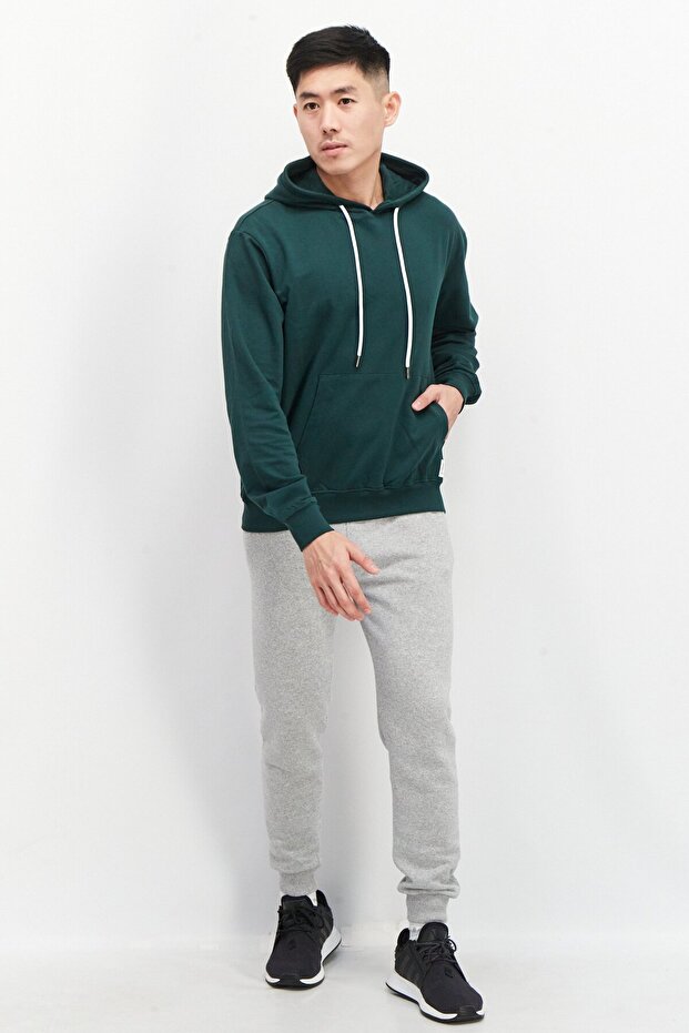 سويت شيرت رجالي سادة بغطاء للرأس، أخضر - 4