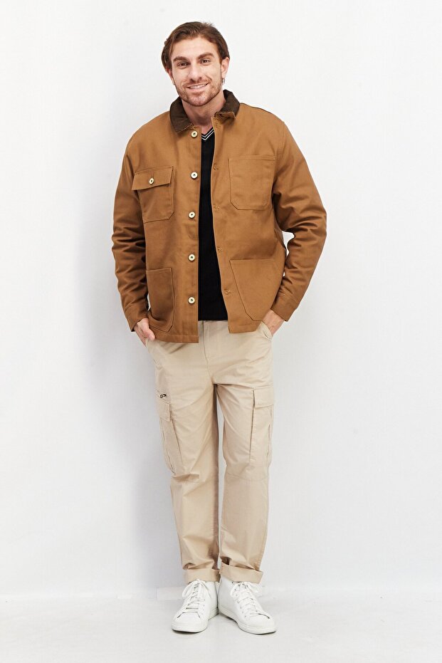 Men Solid Long Sleeves Parks Jacket, Brown - 4