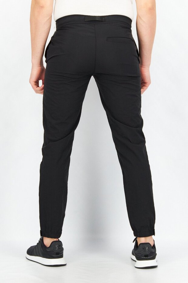 Men Regular Fit Solid Jogger Pants, Black - 2