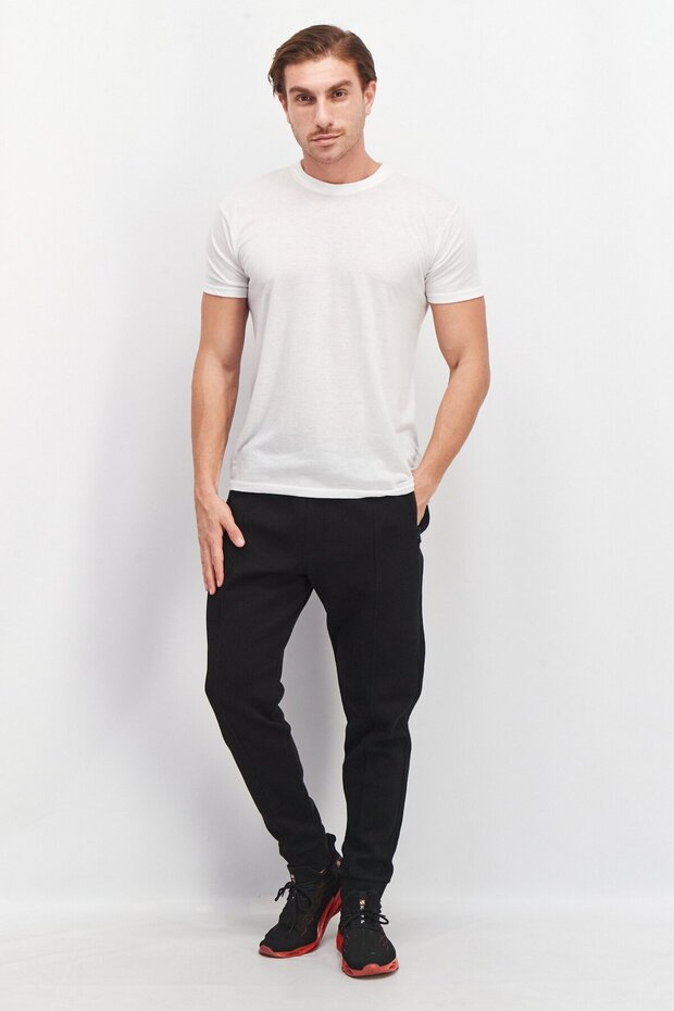 بنطال رياضي رجالي بقصّة عادية ورباط، أسود - 2