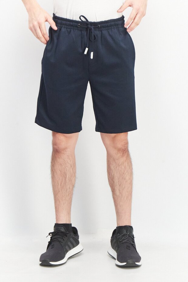 شورت رجالي سادة، أزرق داكن - 1