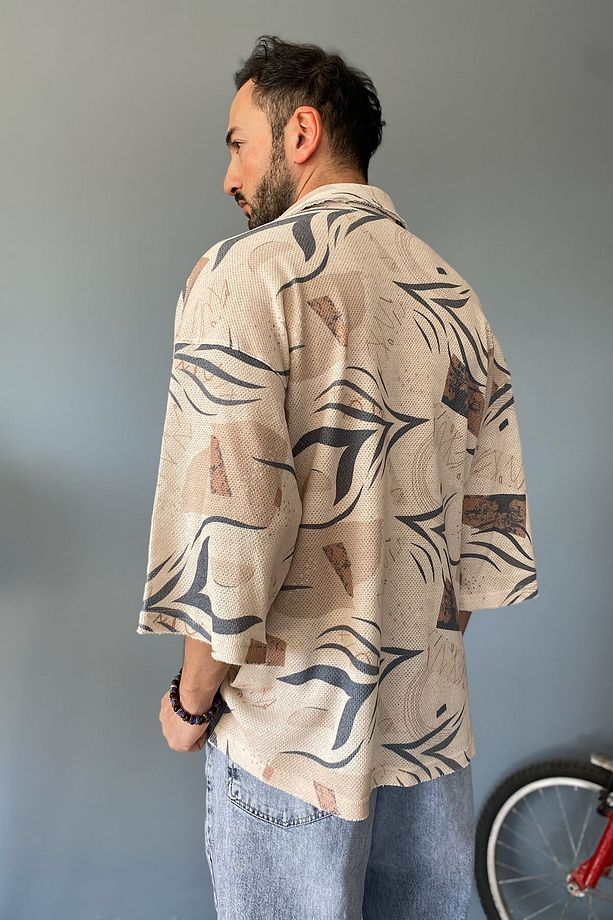 Oversize Fakir Kol Jakarlı Gömlek - 5