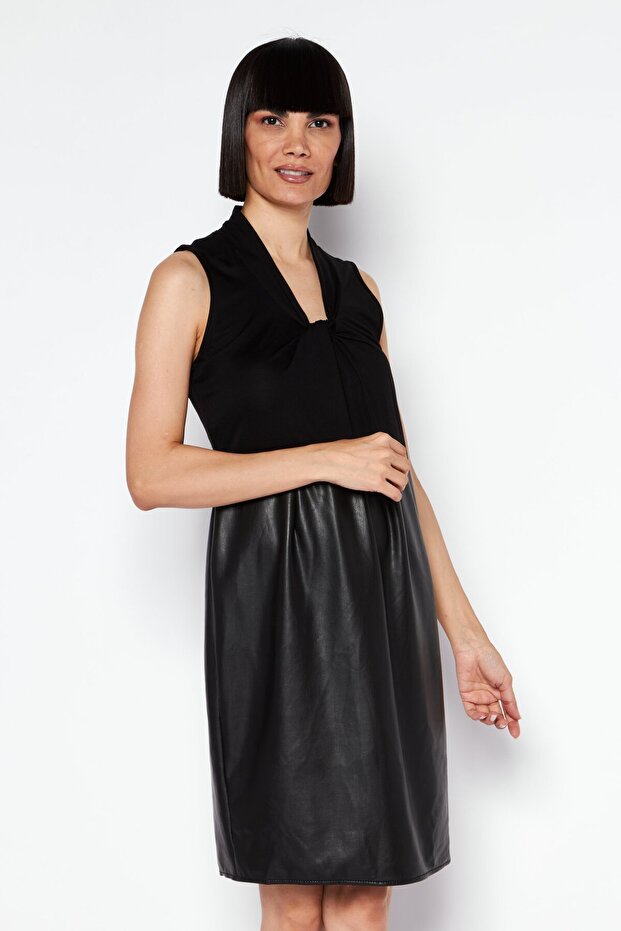Women Petite Plain Sheath Dress, Black