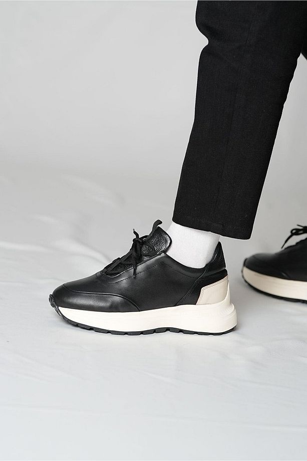 Feel Up Model Yüksek Taban Hakiki Deri El Yapımı Siyah Erkek Casual Ayakkabı - 2