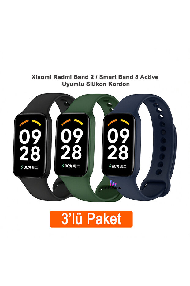 Xiaomi Redmi Band 2 / Smart Band 8 Active Compatible 3-Piece Silicone Cord Set Smart Watch Bracelet