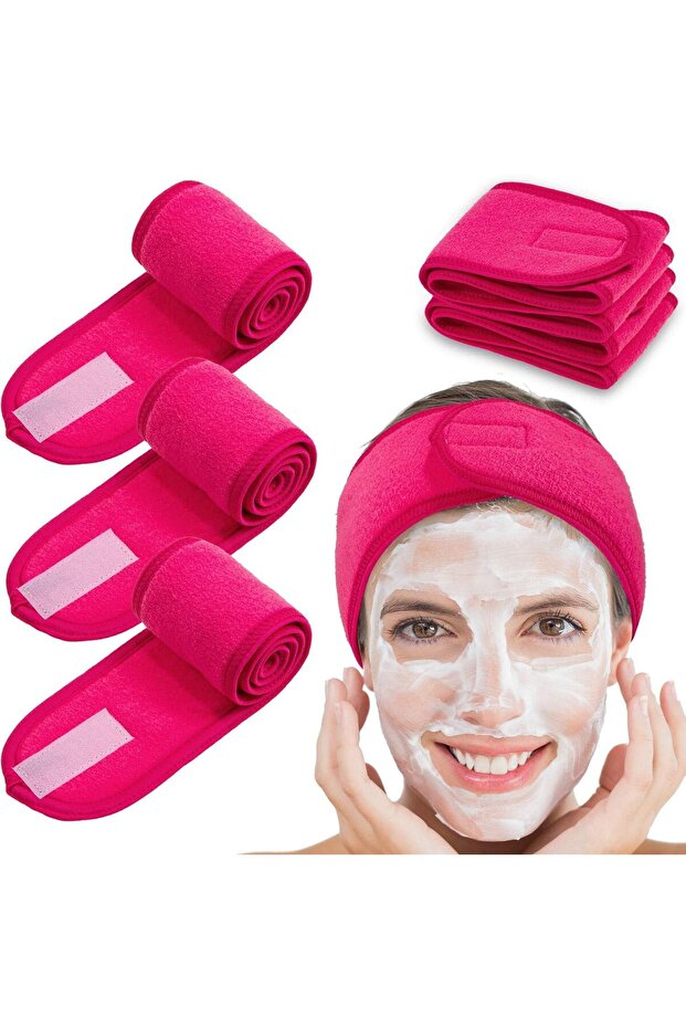 4 MultiColor Headband, Adjustable Spa Facial Headbands Terry Cloth Stretch Make Up Wrap