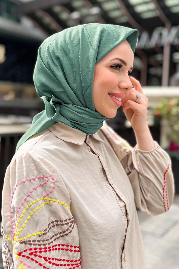 Elegans Monogram Scarf - 1090750 -951 - Sage Green