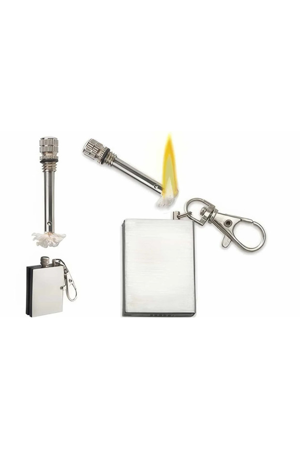 Benzinli Kibrit Bitmeyen Metal Çakmak 10 ADET Doldurulabilir - 3