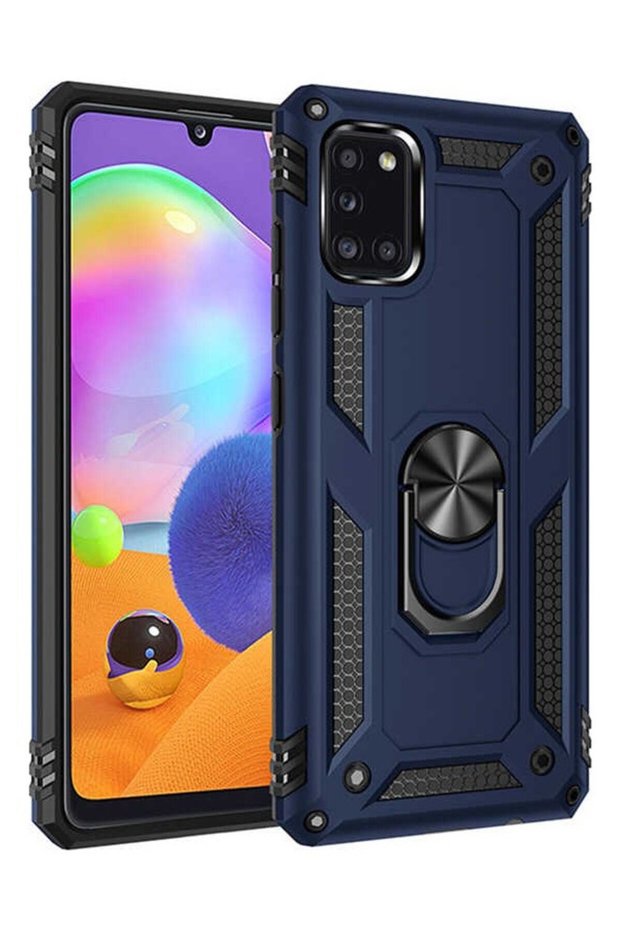 Galaxy A31 Case with Ring Magnetic Vega Cover Navy Blue + Ghost Screen Protector