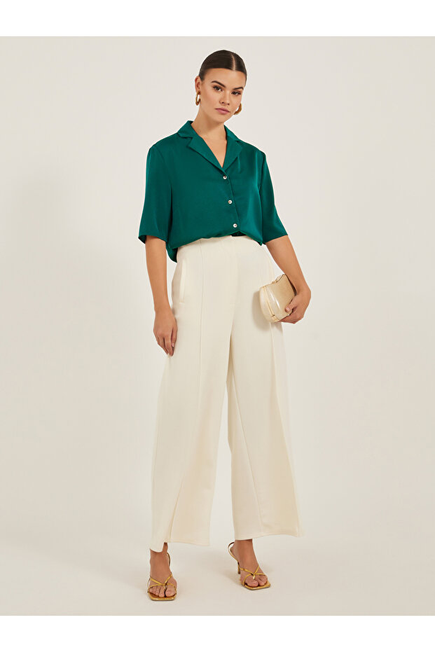 Solid Notch Lapel Boxy Shirt - 2