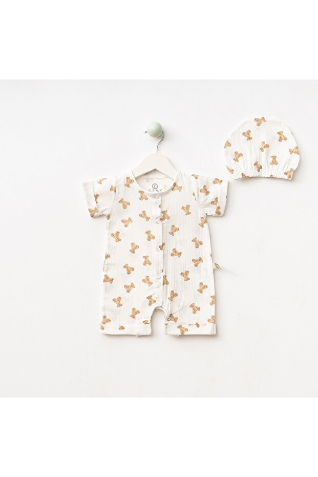 Unisex Teddy Patterned Muslin Barbatoz