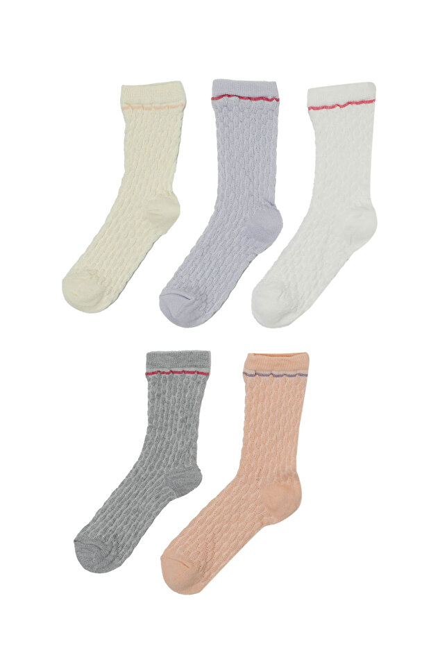 HONEYCOMP 5 LI SKT-G 4PR Çok Renkli Kız Çocuk Soket Çorap - 1