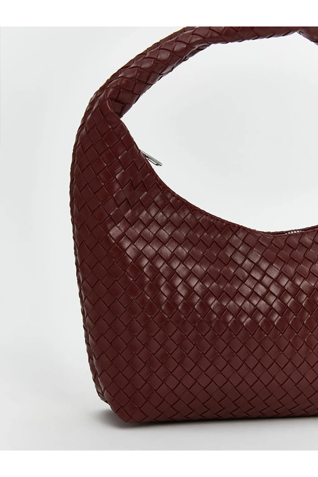LCW ACCESSORIES Bordo Deri Görünümlü Kadın Omuz Çantası - 5