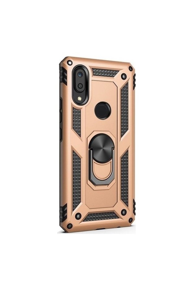 Y7 2019 Case with Ring Magnetic Vega Cover Gold + Full Covering Screen Protector