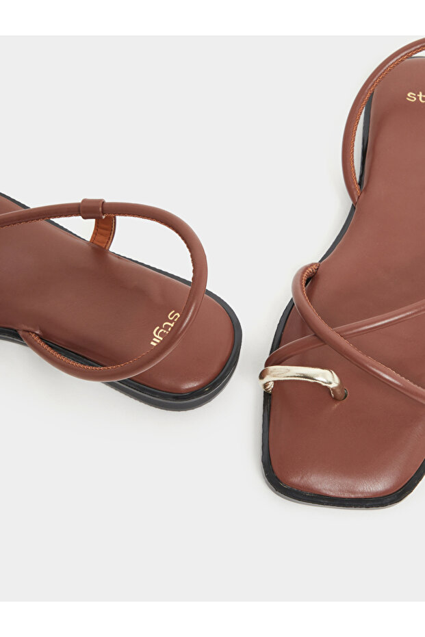 One Side Strap Flat Sandals - 3