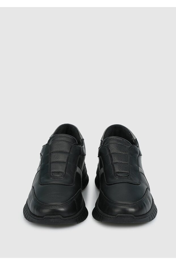 Siyah Deri Kadın Sneaker - 3