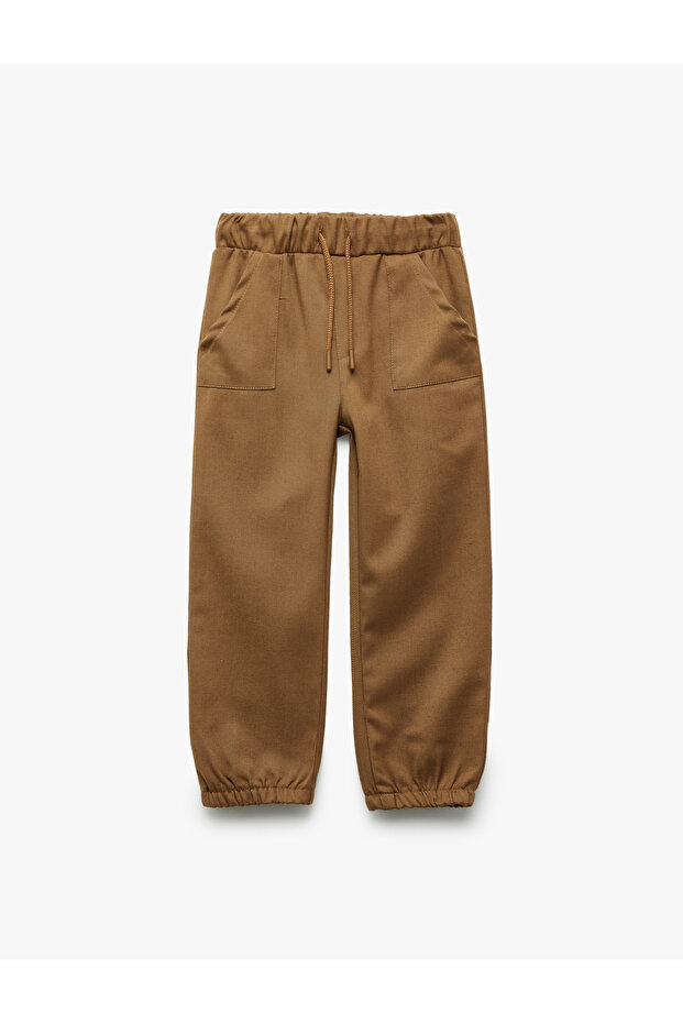 Viscose Blended Jogger Trousers with Belted Waist and Pocket Detail