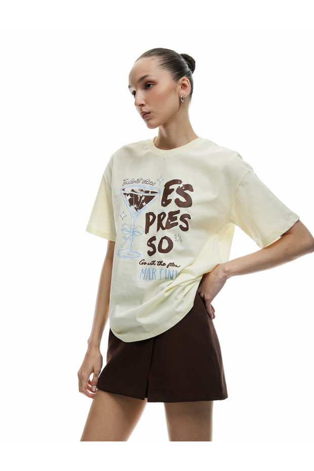Cotton Short Sleeve Crew Neck Printed T-Shirt