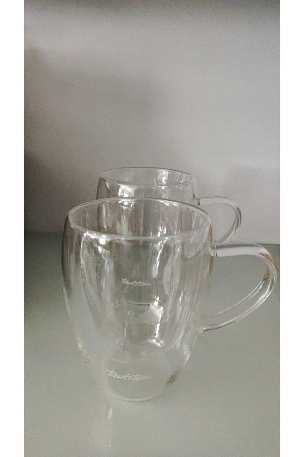 Borosilikat Cam 2Lİ Çift Cidarlı Kulplu Bardak Seti 250ML - 1