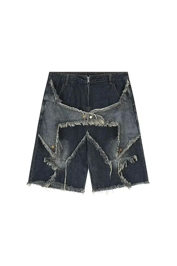 Stars Patch Detaylı Kot Pantolon Şort - 2