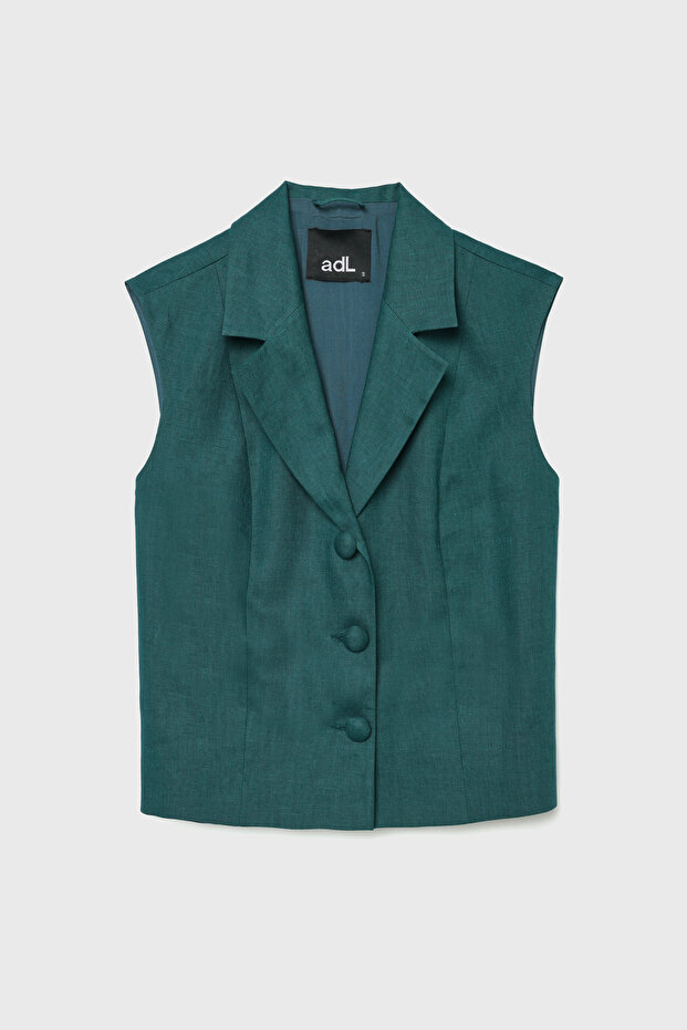 Crop Düğmeli Yelek - 7