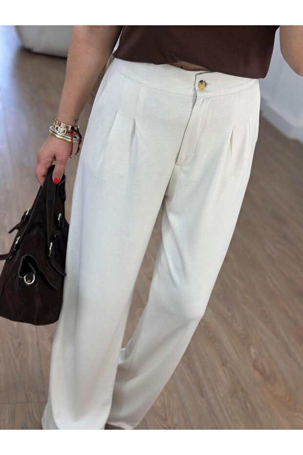 Orjinal Marka Modal Pantolon - Ekru - 3