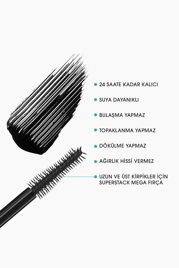 Hacim ve Uzunluk Veren M·a·cstack Waterproof Suya Dayanıklı Black Stack Maskara 12 ML - 4
