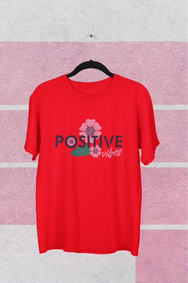 Girl/Woman/Mother Positive Vibes Transfer Printed Round Neck Short Sleeve T-Shirt