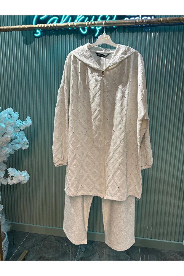 بدلة من القطن الطبيعي المنقوش - 3